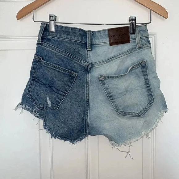 Lucky Brand Two Tone Bleach Splatter Denim Shorts - Picture 2 of 7